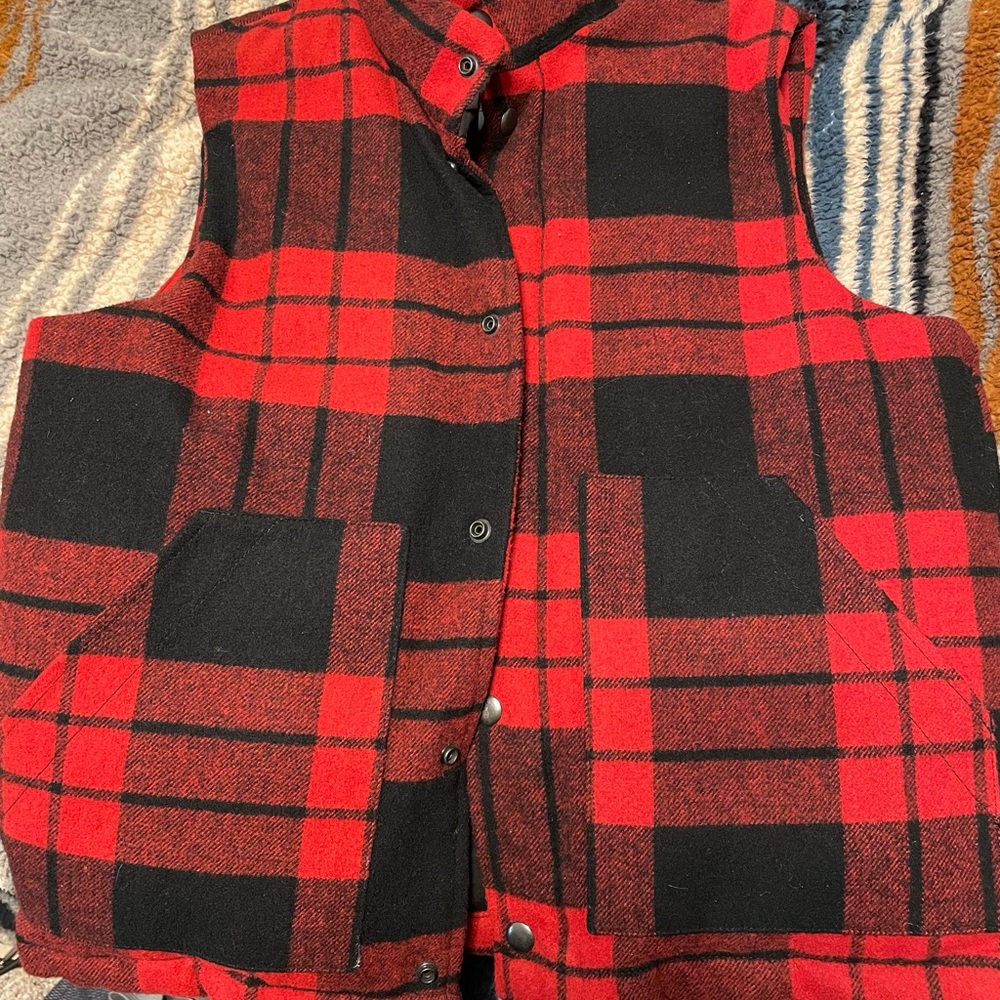 Red and Black Plaid Vest